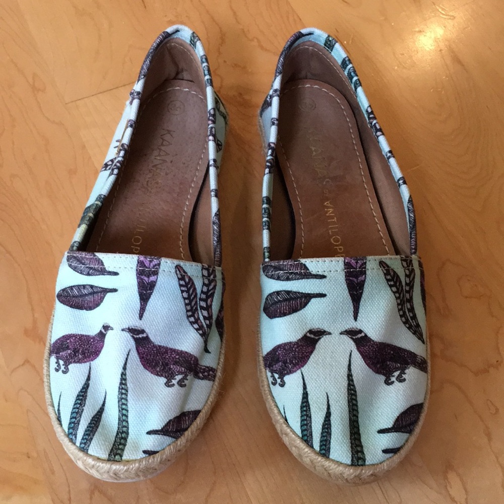 KAANAS | Espadrilles Shoes With Bird & Feather Print